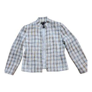 Cream Lattice Soft-Tweed Zip Jacket